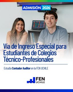 📚 ¿Egresaste de un liceo técnico-profesional y quieres seguir tu camino en el mundo contable? 

Postula al Ingreso Especial TP para estudiar Contador Auditor en la FEN U. de Chile, una vía de admisión dirigida a estudiantes TP que buscan continuar su formación en una facultad de excelencia.

Debes postular Contador Auditor en 1ª preferencia y cumplir con los requisitos académicos ✅ Para más información y detalles del proceso, ingresa a admisiónfen.cl 🌐✨