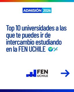 🌍✨ ¿Sueñas con estudiar en el extranjero?
En la FEN U. de Chile puedes hacerlo realidad.

En este carrusel te mostramos 10 universidades TOP del mundo a las que podrías irte de intercambio como estudiante FEN… 👀 ¡Pero ojo! Tenemos más de 190 convenios internacionales en América, Europa, Asia y Oceanía. 🌎✈️

💡 Si quieres vivir una experiencia global y potenciar tu formación académica, revisa toda la info sobre intercambios en:
🔗 admisionfen.cl/intercambios
🔗 nexointernacional.fen.uchile.cl

Estudiar en la FEN también es abrir las puertas del mundo. 🚀🌐