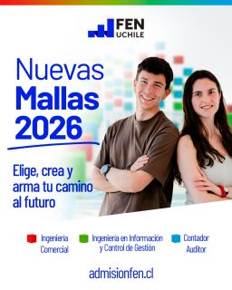 🎓✨ ¡Ya están publicadas las Nuevas Mallas Curriculares FEN!
Diseñadas para prepararte frente a los desafíos de un mundo global, dinámico y en constante transformación 🌍💡

En la FEN UCHILE seguimos innovando para ofrecerte una formación más flexible, actualizada y conectada con las demandas del futuro. Por eso, nuestras nuevas mallas incorporan:

✅ Mayor flexibilidad curricular, con más electivos y Minors para que puedas personalizar tu camino académico.
✅ Aprendizaje práctico e innovación, a través de cursos Capstone y la posibilidad de articular directamente con programas de postgrado.
✅ Contenidos renovados y de vanguardia, integrando tecnología, analítica de datos e inteligencia artificial en tu formación.

📚 Conoce todos los detalles de las Mallas 2026 en admisionfen.cl/mallas2026/ o en el link de la BIO.

🚀 ¡La FEN te prepara para el mundo que viene!