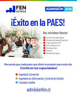 📚✨ ¡Mucho éxito a todas y todos quienes rinden la PAES esta semana!

Sabemos el esfuerzo, dedicación y horas de estudio que hay detrás de este momento. 💪💙

Confíen en lo que han aprendido, respiren profundo y den lo mejor de ustedes.

¡Estamos acompañándolos en cada paso de este camino! 🌟