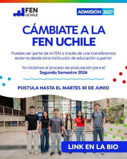 Cámbiate a la FEN: Transferencia Externa 2026 🏫✨

Ya están abiertas las postulaciones para ingresar el segundo semestre a las carreras de Ingeniería Comercial, IICG y Contador Auditor. Si estudias en otra institución y quieres continuar tu formación con nosotros, tienes plazo desde el 25 de mayo hasta el 30 de junio.

El proceso incluye la opción de solicitar la homologación de tus ramos ya aprobados en tu universidad de origen. Encuentra todos los requisitos, documentación y el acceso al formulario en el enlace de nuestra biografía. 🔗