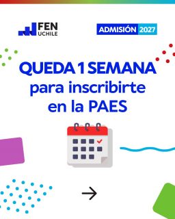 🚨 ¡Tienes hasta el 22 de julio para inscribirte en la PAES Regular para el proceso de Admisión 2027!

Si aún no haces el trámite, sigue estos pasos:
1️⃣ Entra a demre.cl o acceso.mineduc.cl e inicia sesión con tu RUN.
2️⃣ Completa el formulario con tu información personal y académica.
3️⃣ Inscribe tus pruebas. Recuerda que para postular a cualquiera de nuestras tres carreras en la FEN, es obligatorio rendir la prueba de Competencia Matemática 2 (M2).
4️⃣ Descarga tu Tarjeta de Identificación para asegurar que el proceso finalizó con éxito.

¡Mucho éxito en esta etapa de preparación! 🎓✨