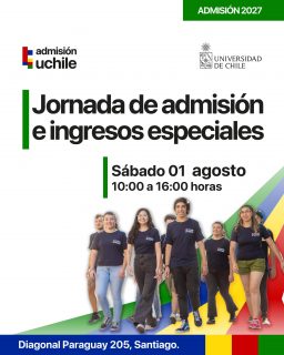 ¡Este sábado la U. de Chile se reúne en nuestra facultad! 🦉💙 ¿Quieres conocer las distintas vías de ingreso especial para la Admisión 2027?
Te esperamos en la Feria de Admisión e Ingresos Especiales de la U. de Chile, un espacio donde podrás resolver todas tus dudas sobre requisitos, postulaciones, becas y beneficios. Habrá stands informativos, charlas con especialistas y la oportunidad de orientarte de cerca con los equipos de admisión.