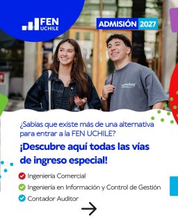 ¡Queremos que estudies con nosotr@s y seas parte de nuestra facultad! 💙✨

Creemos profundamente en el talento diverso y valoramos cada historia personal. Por esta razón, queremos dar a conocer todas las vías de ingreso especial que tienes disponibles, pensadas para reconocer tu esfuerzo, logros y trayectoria a través de una postulación directa a nuestras carreras. 🏛️

Puedes revisar toda la información detallada, requisitos y plazos en el link de nuestra bio o ingresando directamente a admisionfen.cl. 🎓