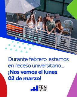 ¡Ya no falta nada para vernos! 🤩 Pero antes, toca un merecido descanso.

Recuerda que durante febrero la Universidad entra en receso académico, pero te invitamos a revisar el Especial Mechones, que contiene todo lo que necesitas saber sobre tu ingreso a la FEN 🔗 ¡Link en bio!

¡Disfruten el verano! ☀️🌊